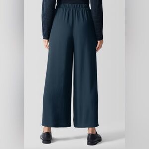 Eileen Fisher Navy Silk, Wide Legged Pants (Size M)